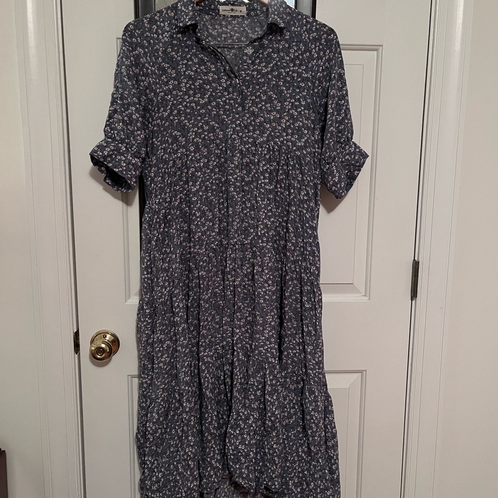 NATURAL LIFE Navy Floral Midi Dress